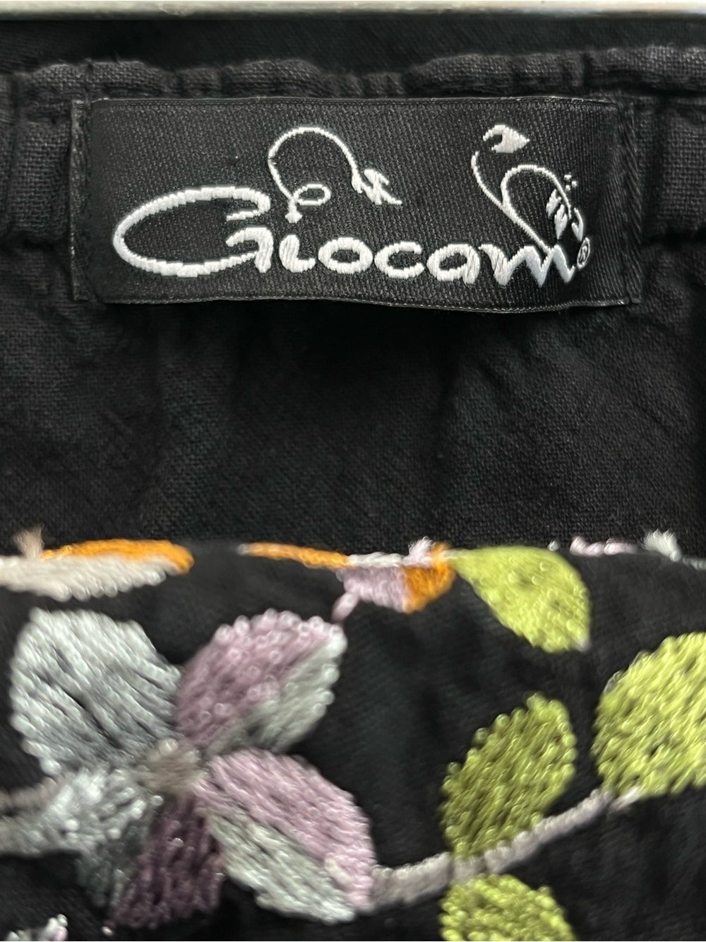 Giocam Black Embroidered Floral Off Shoulder Boho Peasant Blouse Size Medium - Picture 6 of 8